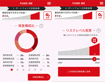 FUND MEの操作画面