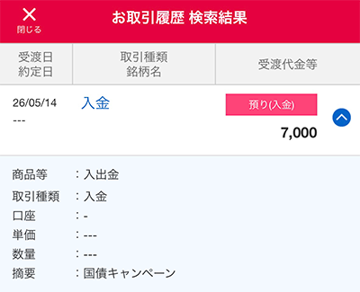 smbc日興証券の個人向け国債キャンペーンのプレゼント受取画面