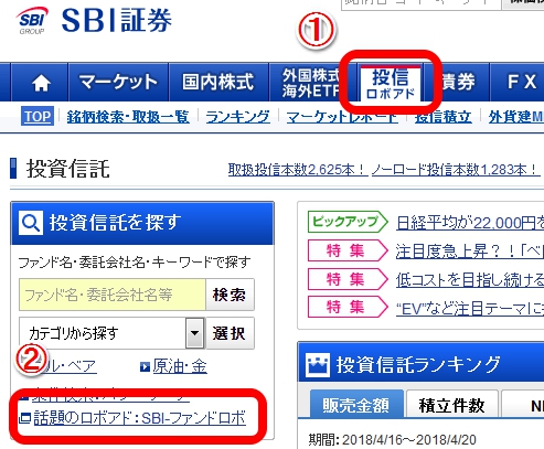 SBI証券トップページ画像