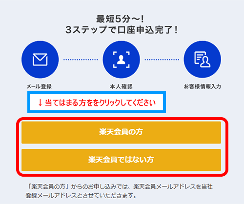 楽天会員選択画面