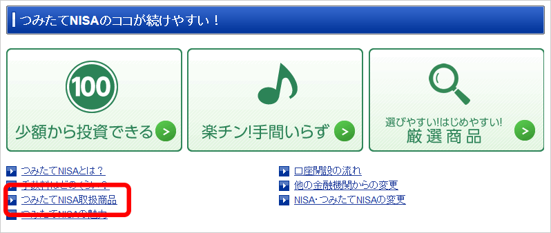 SBI証券つみたてNISAの紹介画像